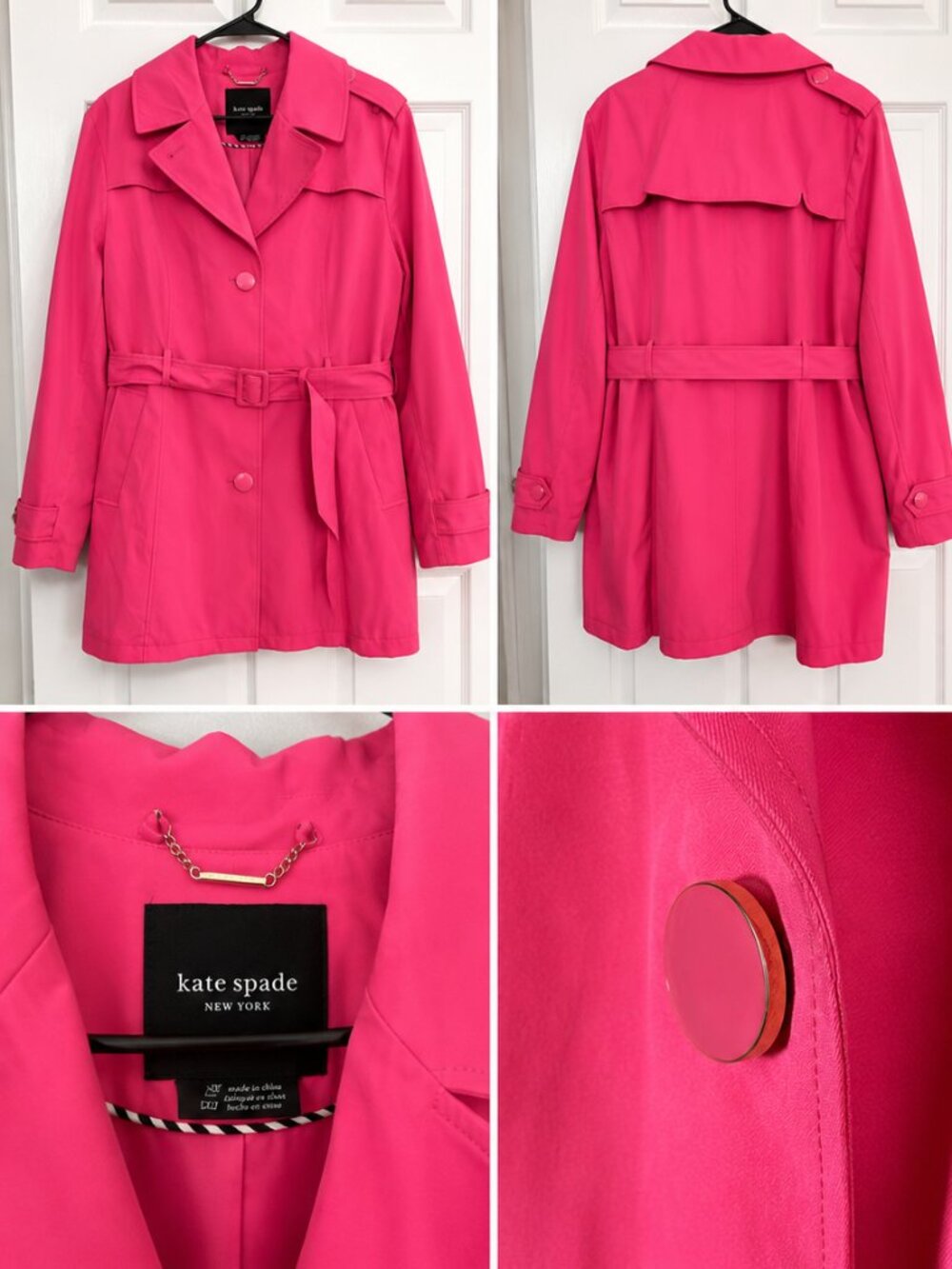Kate Spade Watermelon Pink Trench Coat XXL